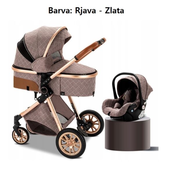 Modularni Otroški Voziček - Barva: Rjava Zlata
